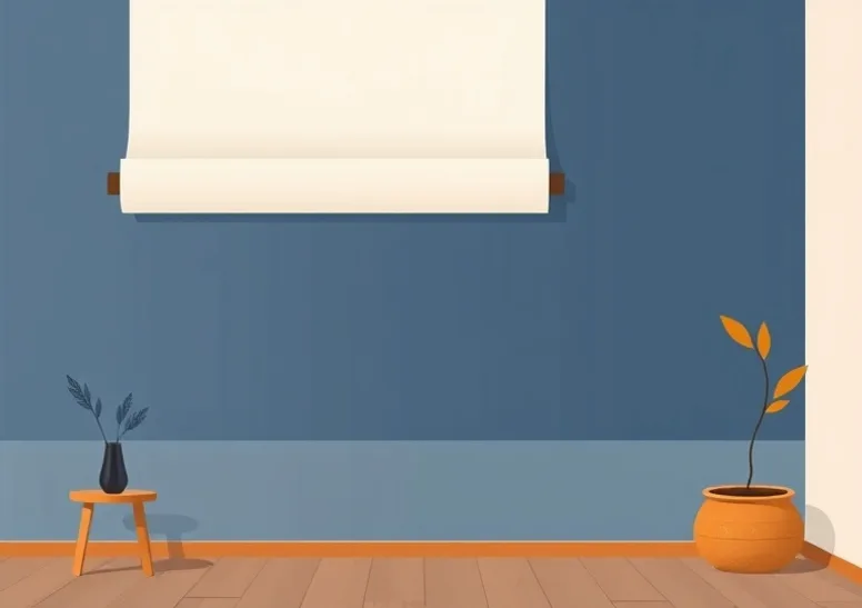 Pose de papier peint, rouleau et brosse à maroufler